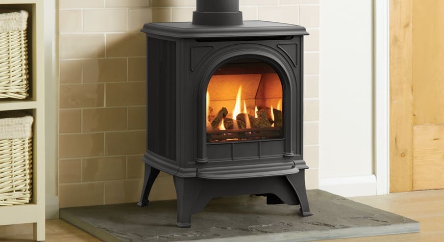 Gas Huntingdon 20 With Clear Door In Matt Black Mi